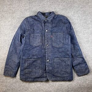 Levis Chore Jacket Mens L Blue Selvedge White Oak Cone Denim Coat Blanked Lined